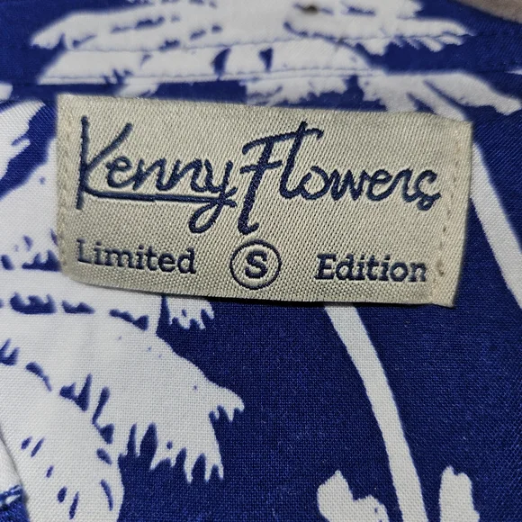 Kenny Flowers Blue Palm Limited Edition Button Down Cotton Hawaiian Shirt S - Picture 12 of 12